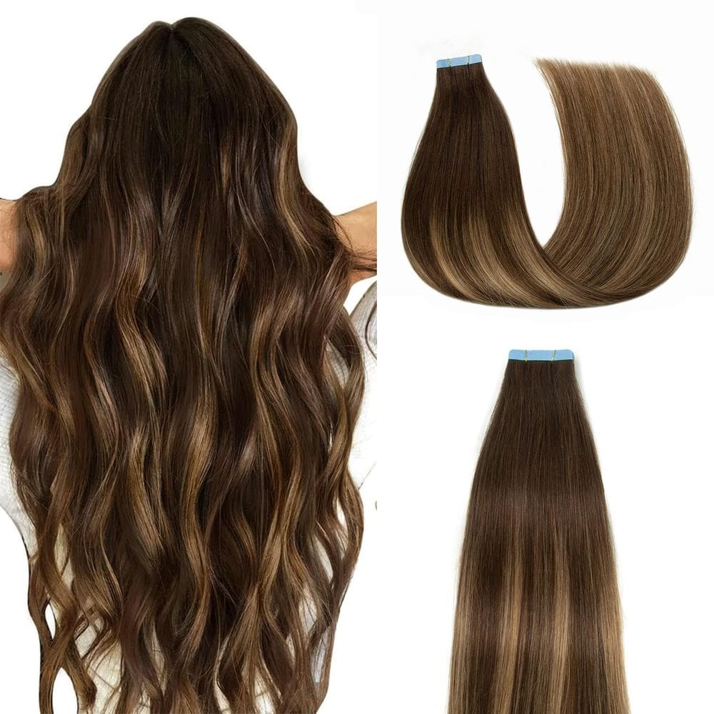 Fita AGMITY para extensões de cabelo em 50 g, 20 unidades, 50 cm, marrom chocolate