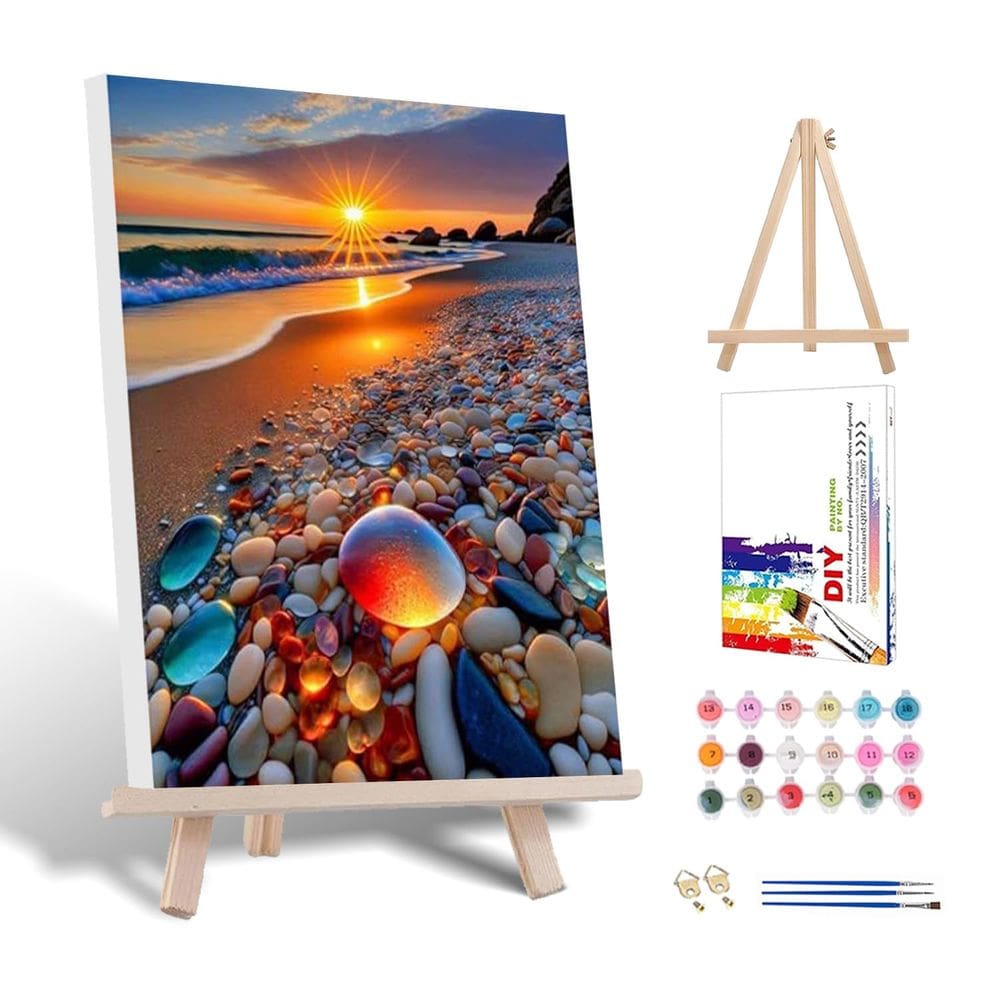 Paint by Numbers HITIRECOVI Beach com moldura e cavalete 30x40cm