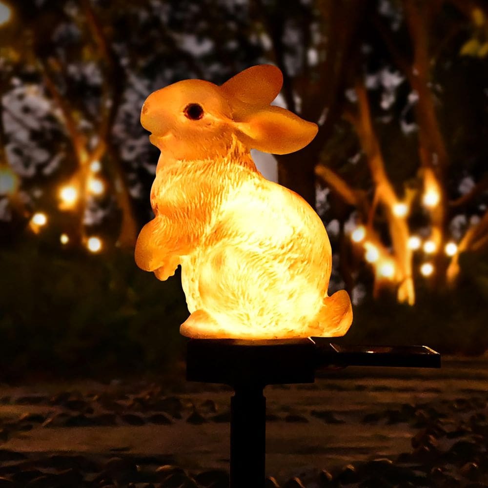 Ornamentos de jardim Juliahestia Bunny Rabbit Solar Decor Statue