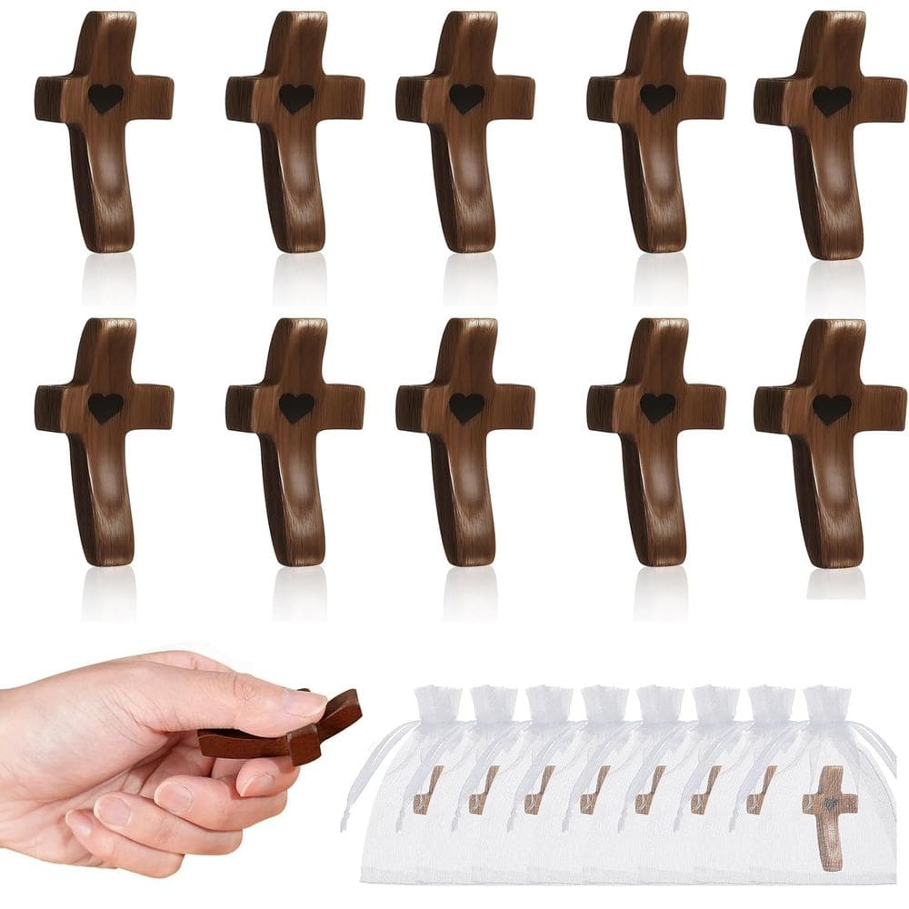 Fidget Toy Brevynx Wooden Cross My Heart 10 unidades com bolsa de organza