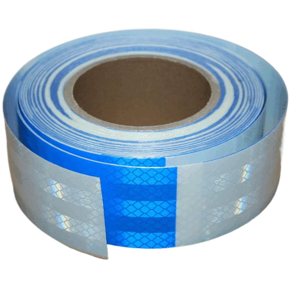Fita reflexiva tuyrchu azul branca 5cm x 20m à prova d`água ao ar livre