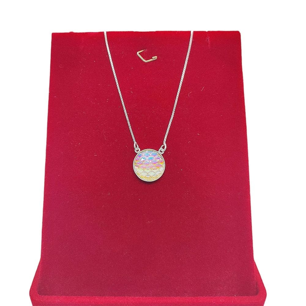 Corrente Veneziana 48cm Pingente Escama de Peixe Prata 925