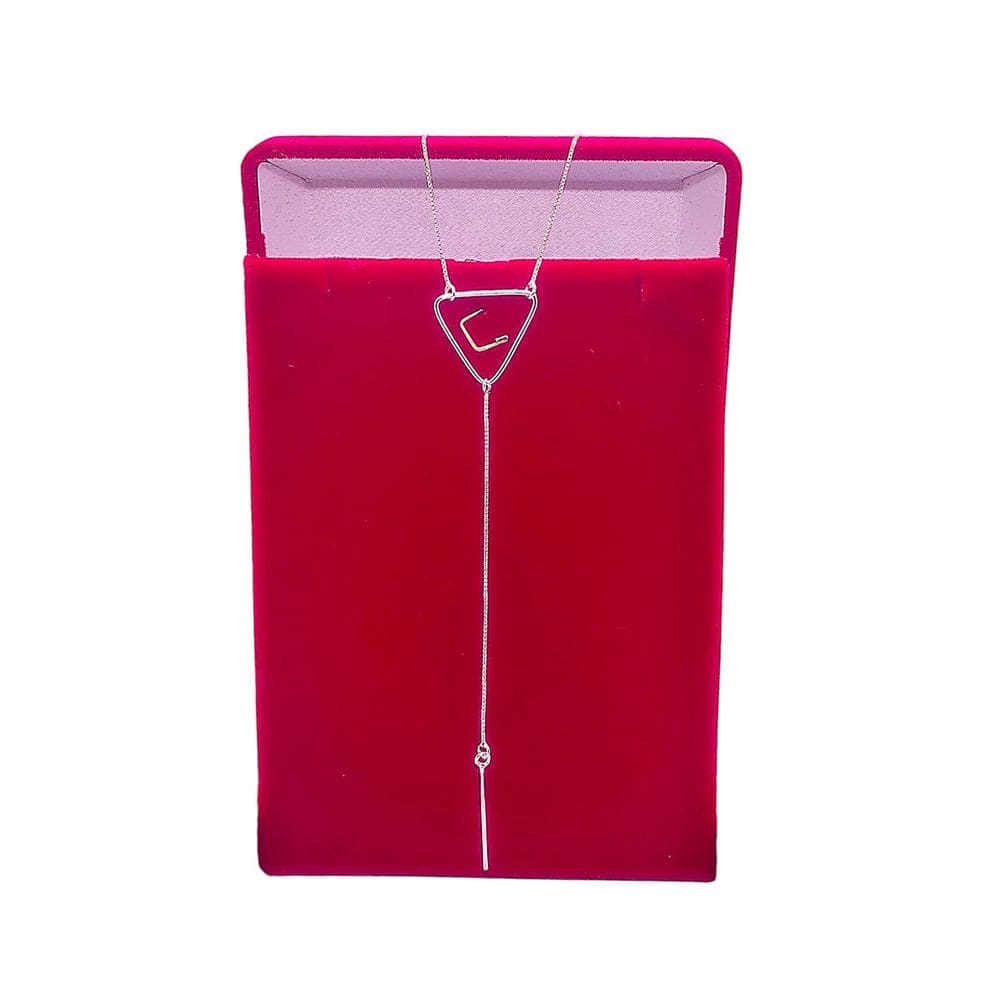 Corrente Veneziana 45cm Pingente Triangulo Vazado Prata 925