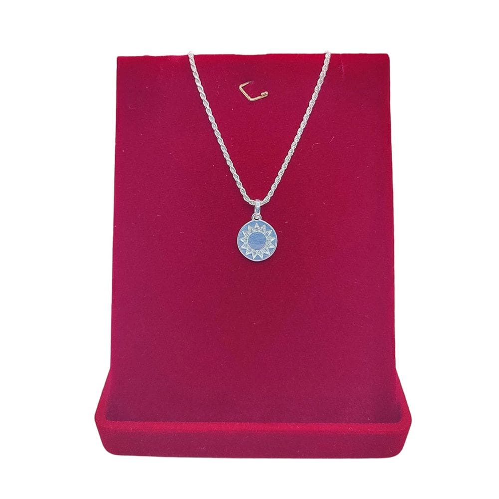 Corrente Cordão Baiano 40cm Pingente Sol Cravejado Prata 925