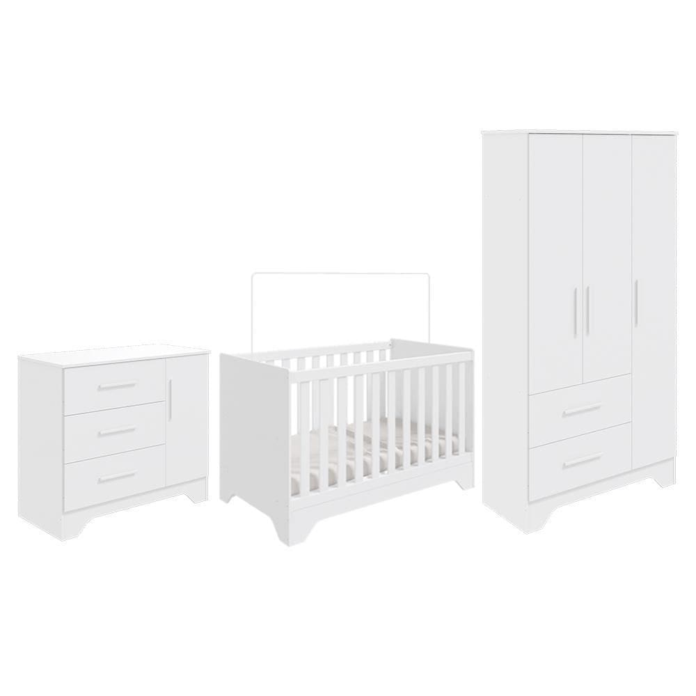 Dormitório Infantil Popy Retrô Plus Guarda Roupa, Cômoda e Berço - Móveis Peroba
