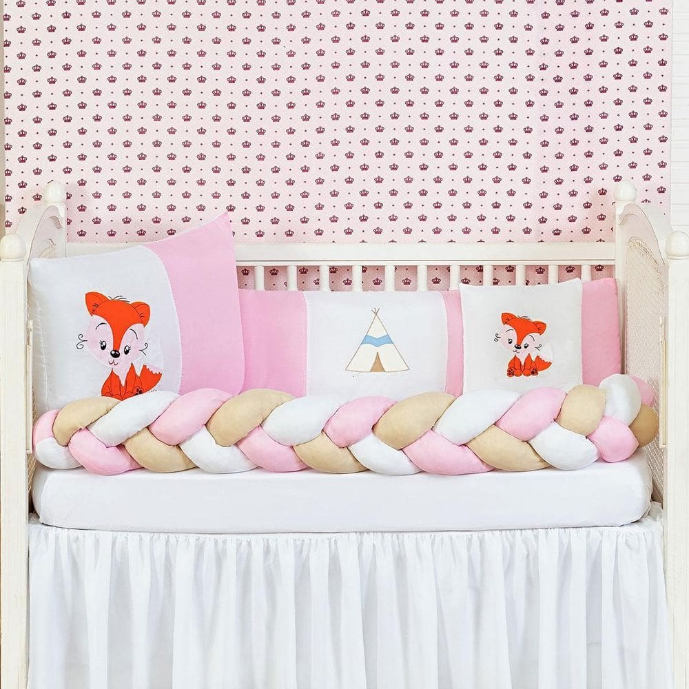 Kit Berço Menina 6 Peças Raposinha Rosa