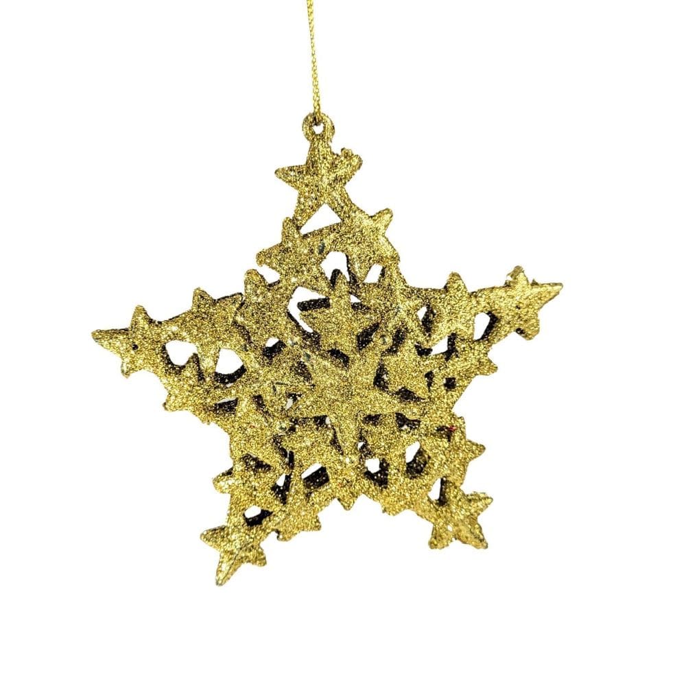Estrela Dourada Para Árvore De Natal 13X12X2Cm Penduricalho