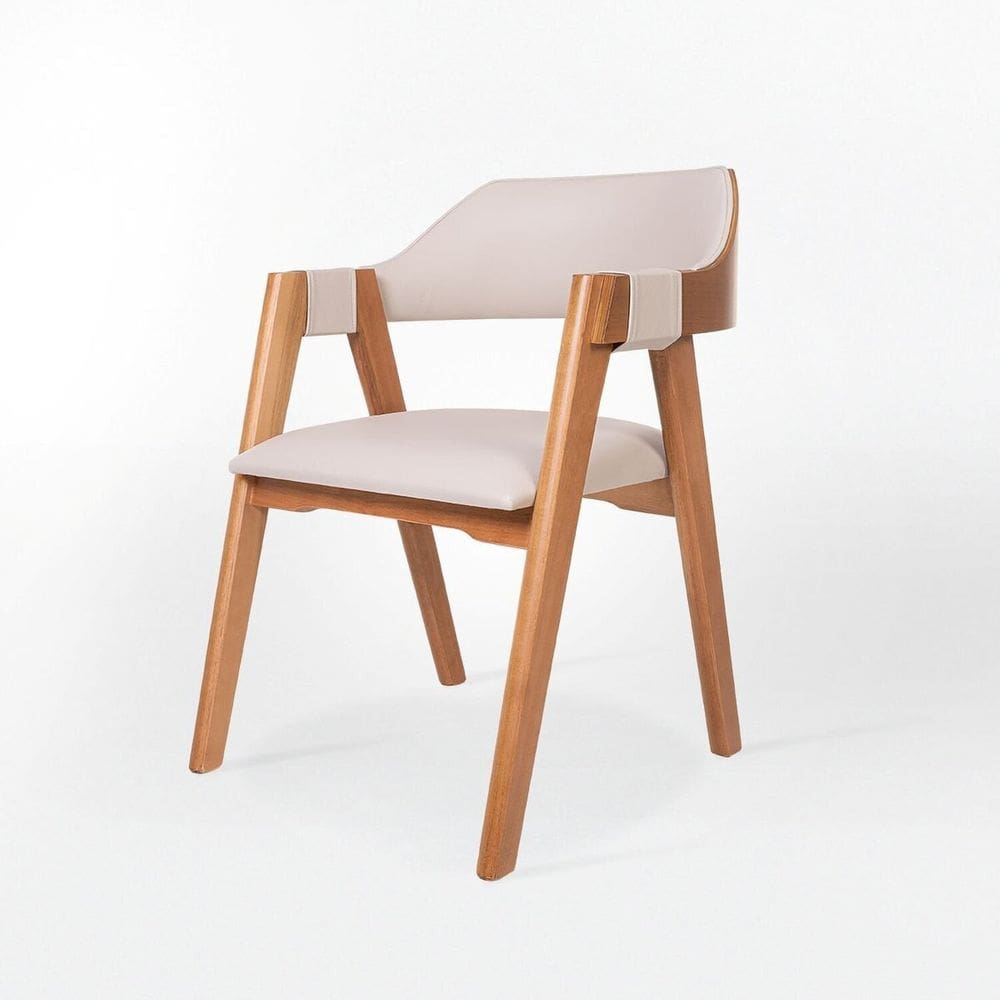 Cadeira de Madeira Maciça Courino Durango Dália Bege Claro/Marrom