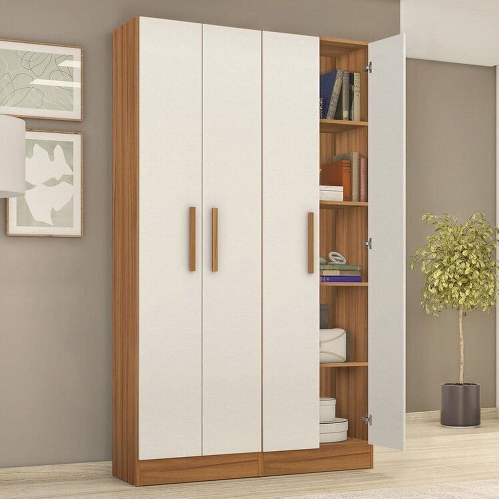 Kit com 2 Armários Multiuso Escritório Nt4045 4 Portas e Prateleiras Trend/Off White Tx