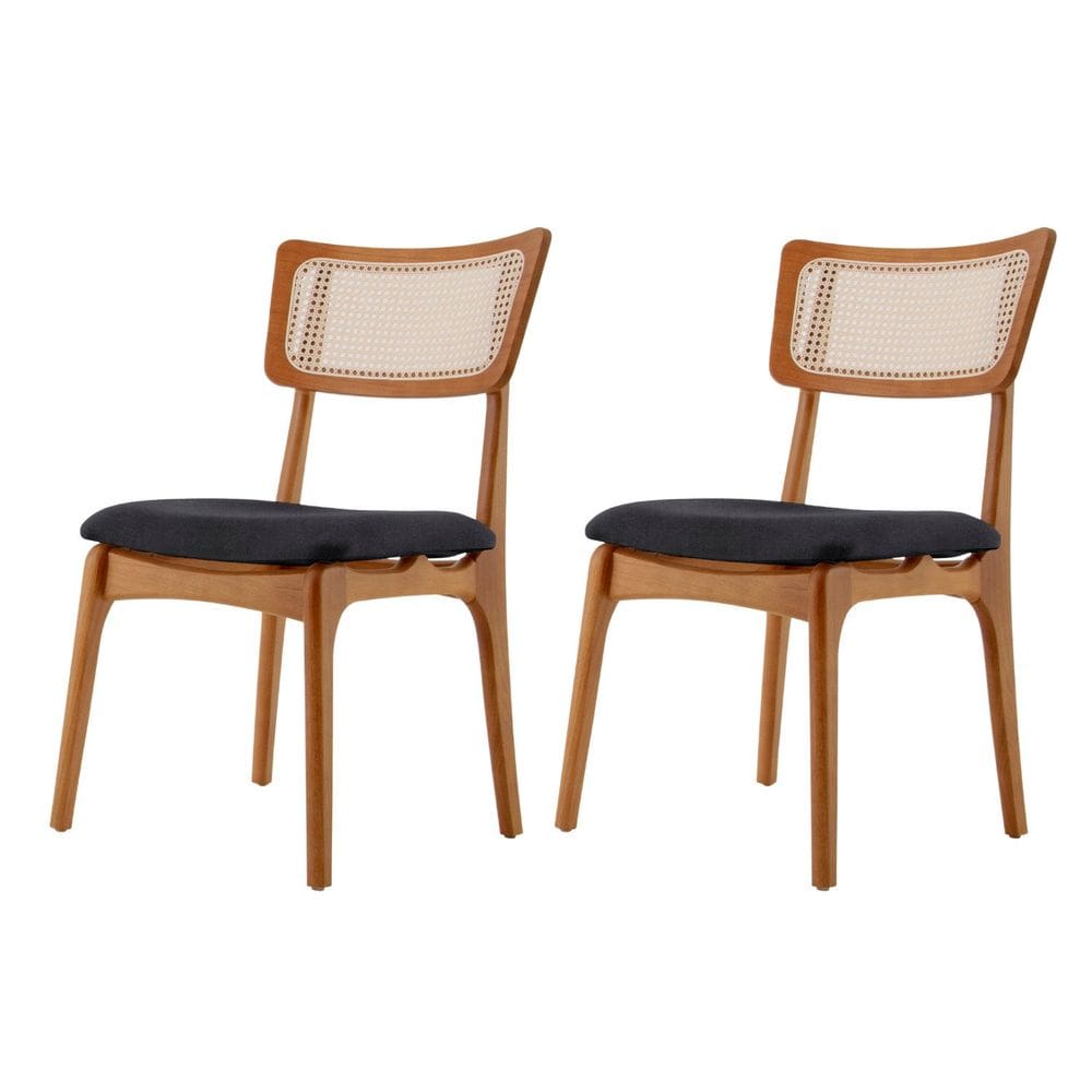 Conjunto 2 Cadeiras em Madeira Maciça Ravena Preto / Imbuia Natural