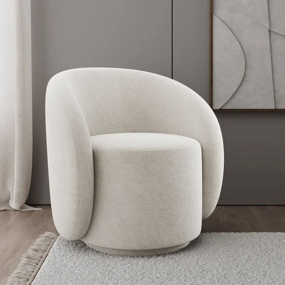 Poltrona Orgânica Tecido Boucle Giratoria Bella Bege Cru