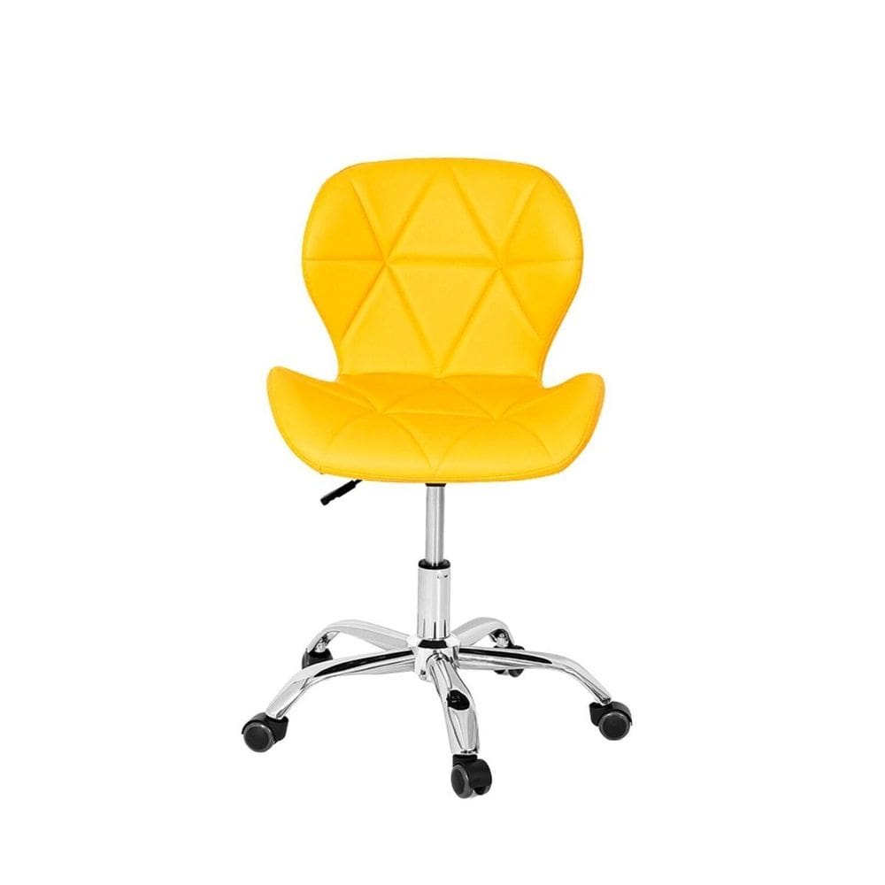 Cadeira de Escritório com Base Giratória Estofada Slim Vegas Amarelo