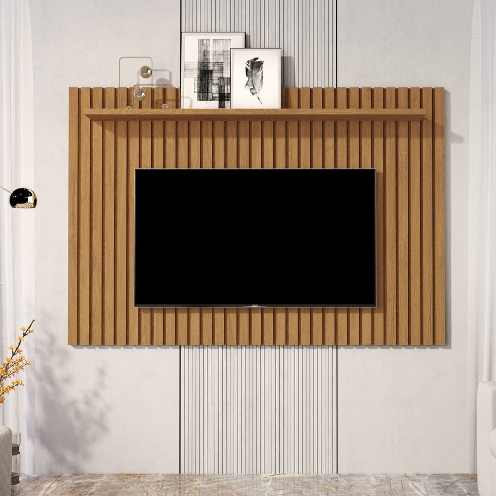 Painel para Tv 60 Polegadas com Prateleira Ripado Real Classic 1.6 Marrom