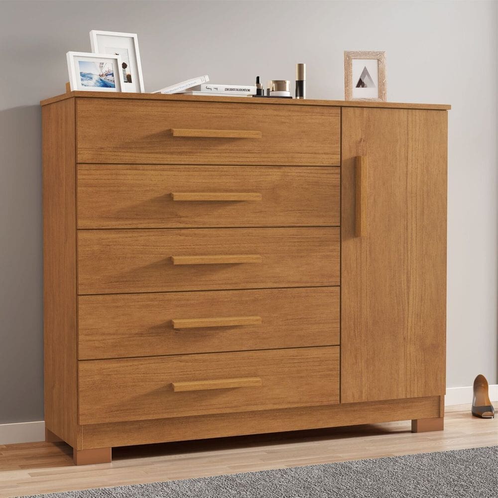Cômoda Sapateira 5 Gavetas 109cm Pietra Cinamomo