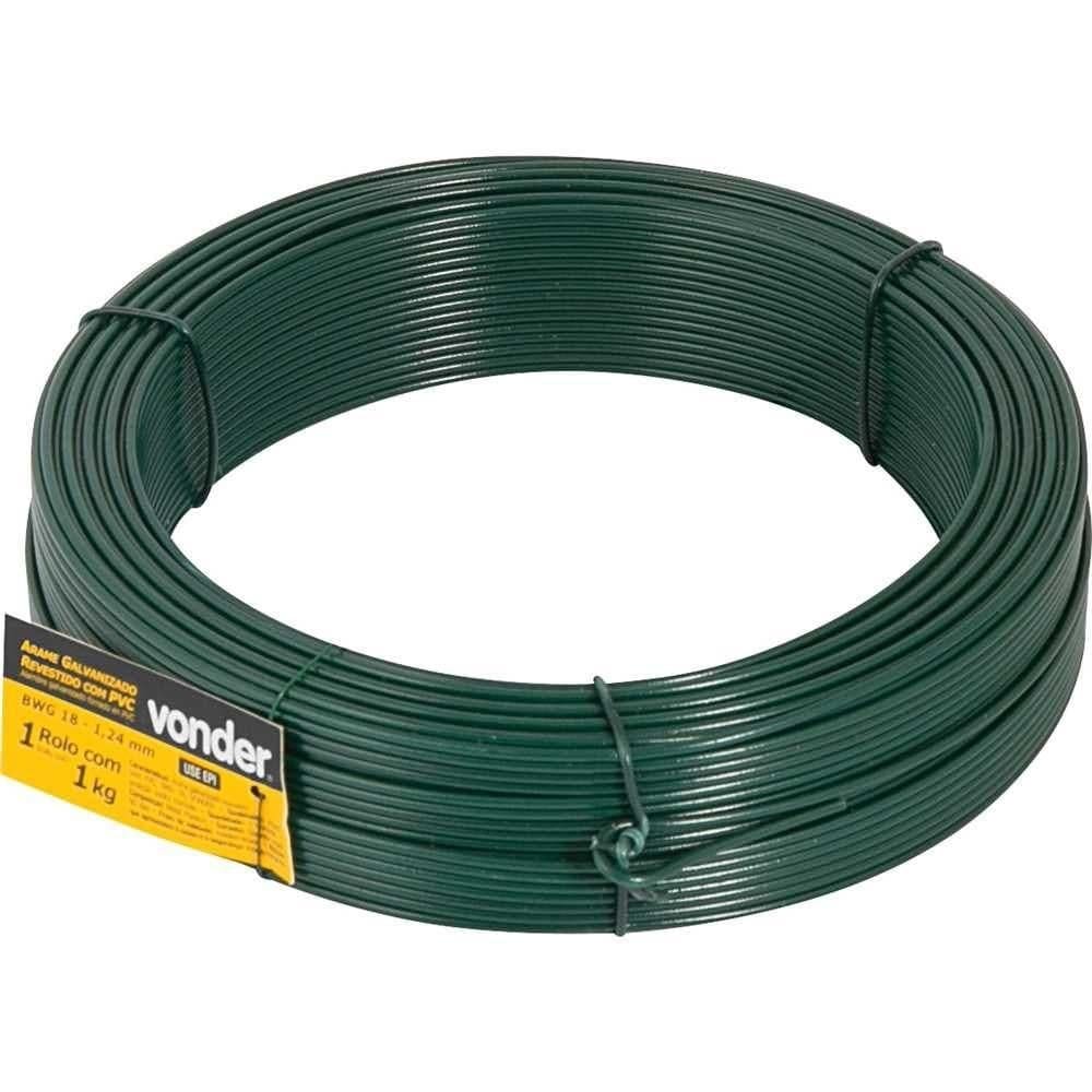 Arame Revestido Pvc Verde Rolo 1kg BWG18 VONDER