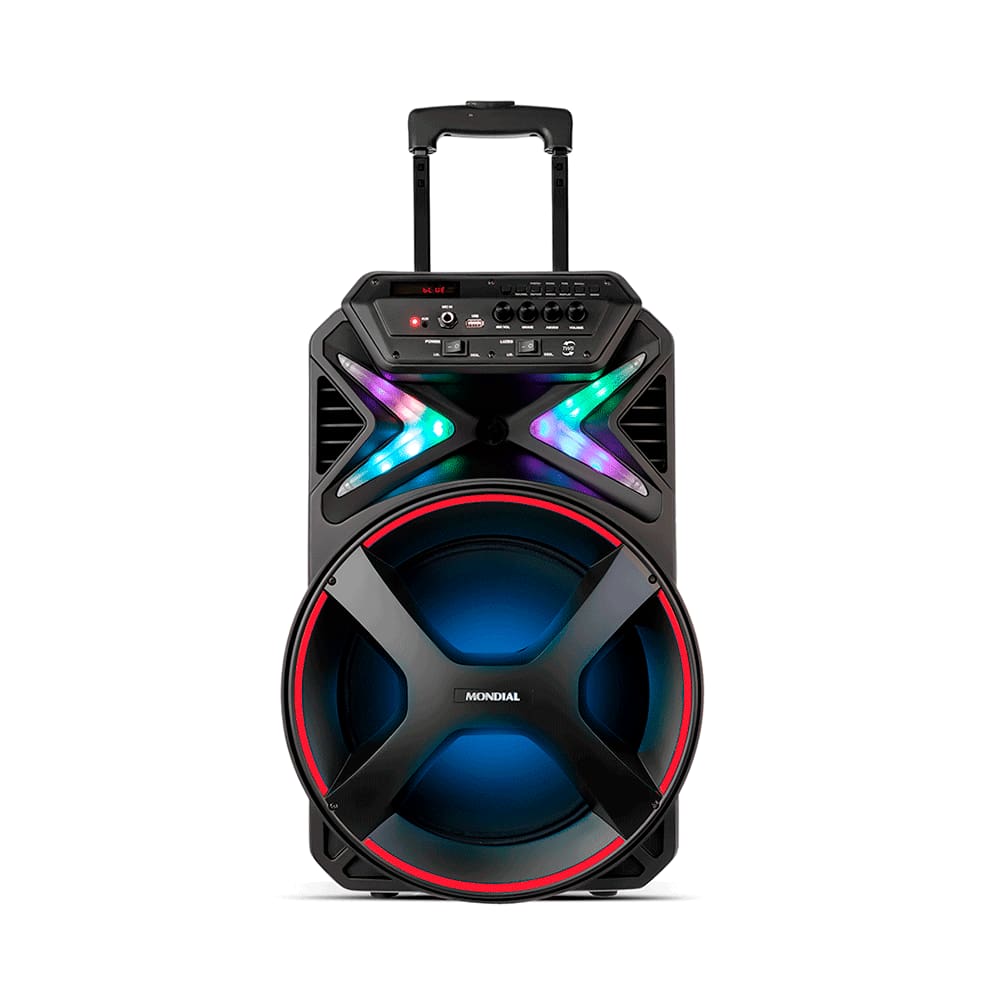 Caixa Amplificada Mondial CM-400 Com Bluetooth, Potência 400W, Alto Falante de 12" Preto / Vermelho Bivolt