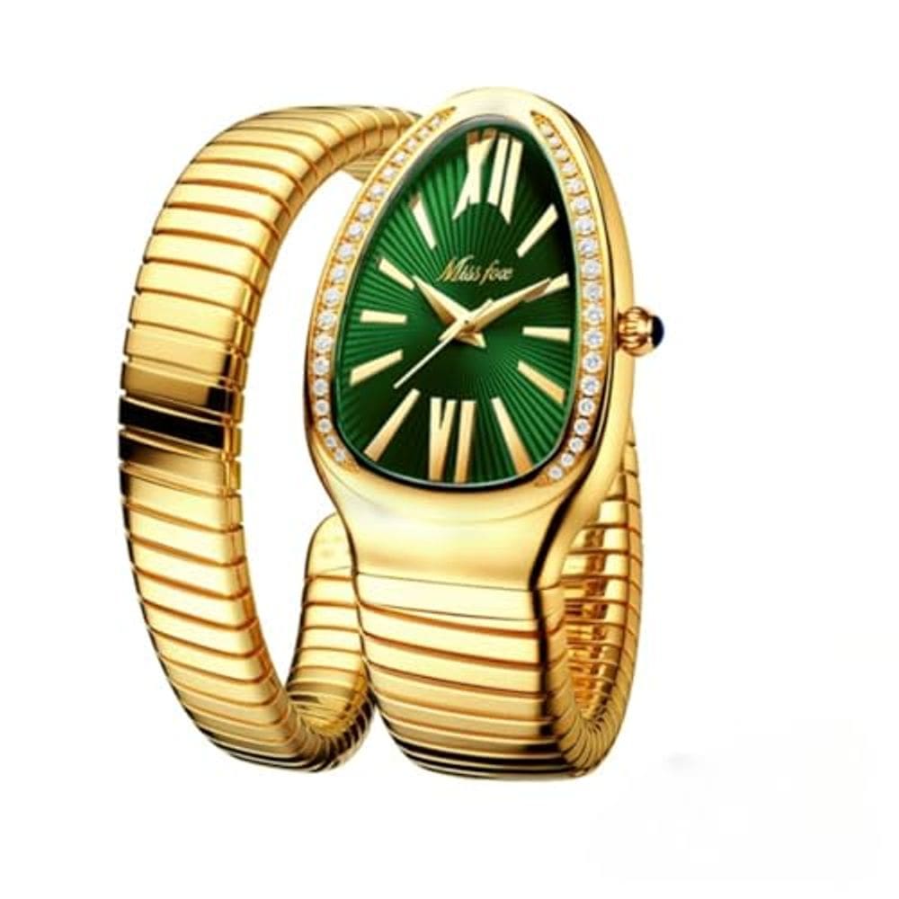 Relógio KLSKLYL Dress Shape Snake Shape Bracelete Feminino Impermeável