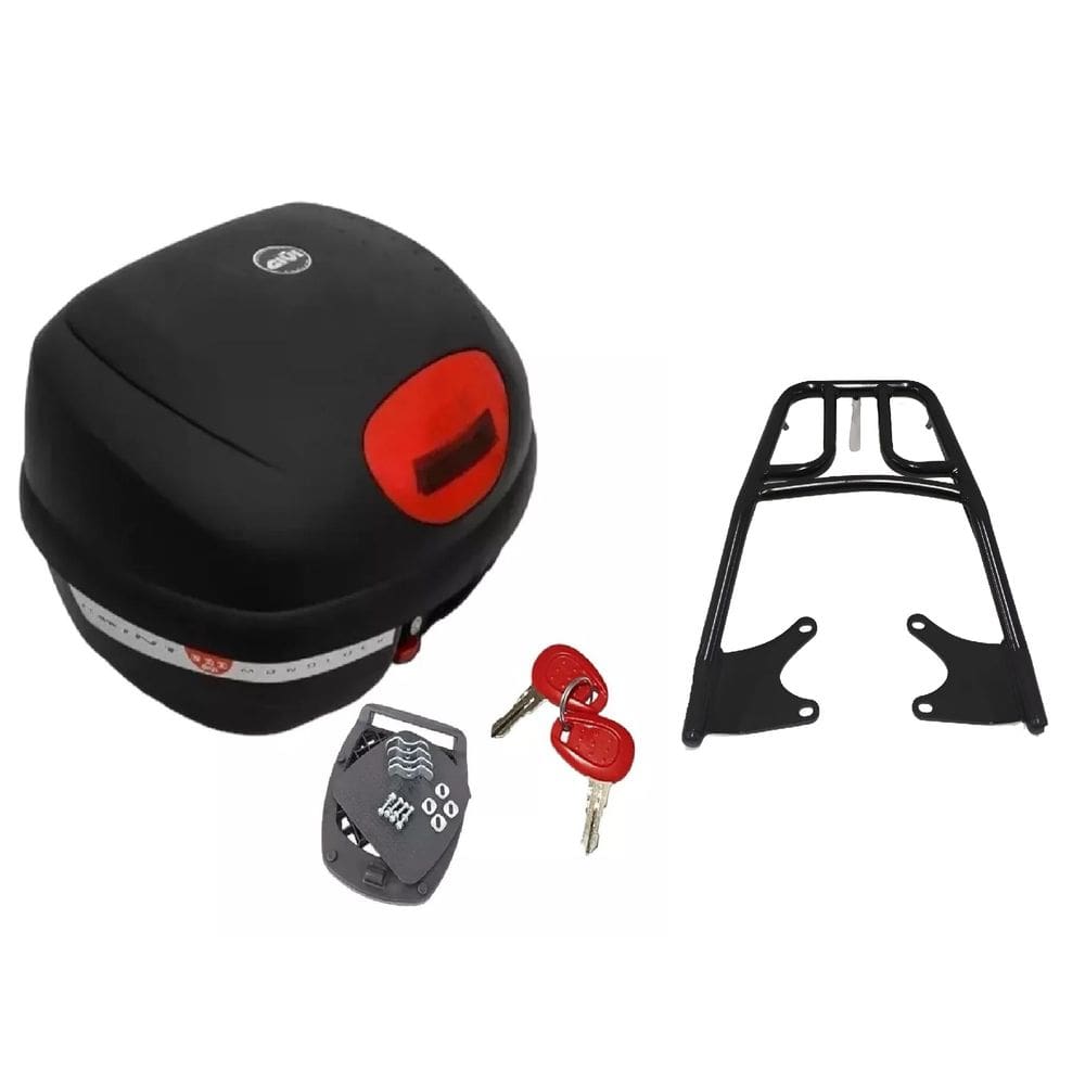 Kit Bau 33L Traseiro Monolock Simply Givi E-33N + Bagageiro Projetil Cg Titan 160