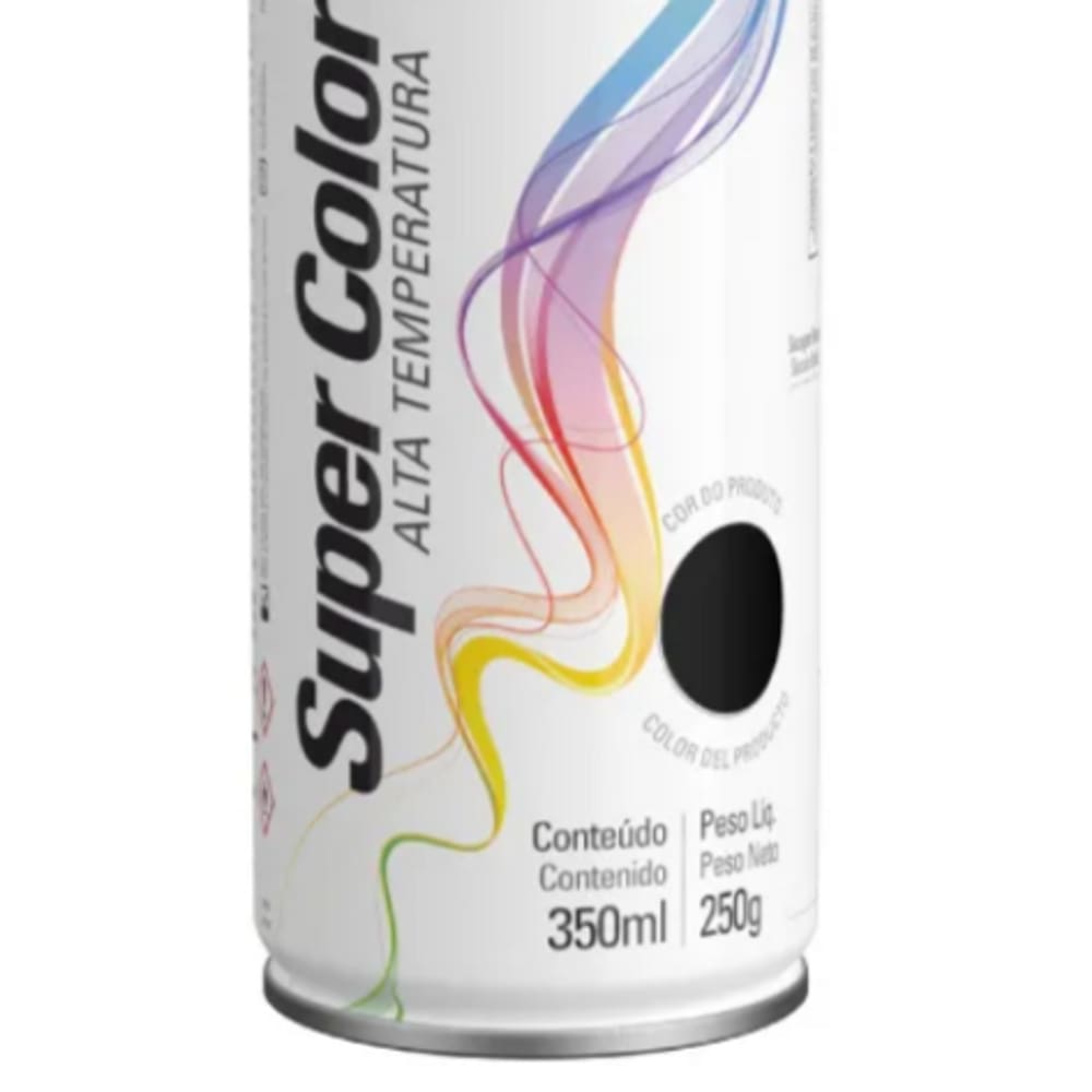 Tinta Spray Preto Fosco Alta Temperatura 350Ml Tekbond