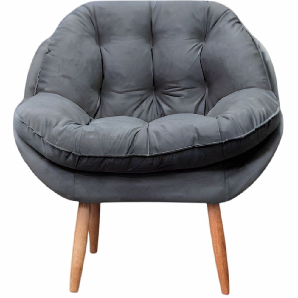 Poltrona Conflex Decorativa Celine confortável almofadada Grafite pés de palito madeira maciça