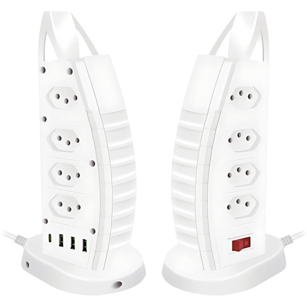 Filtro De Linha 8 Tomadas+USB 10A 2M Branco - Flex