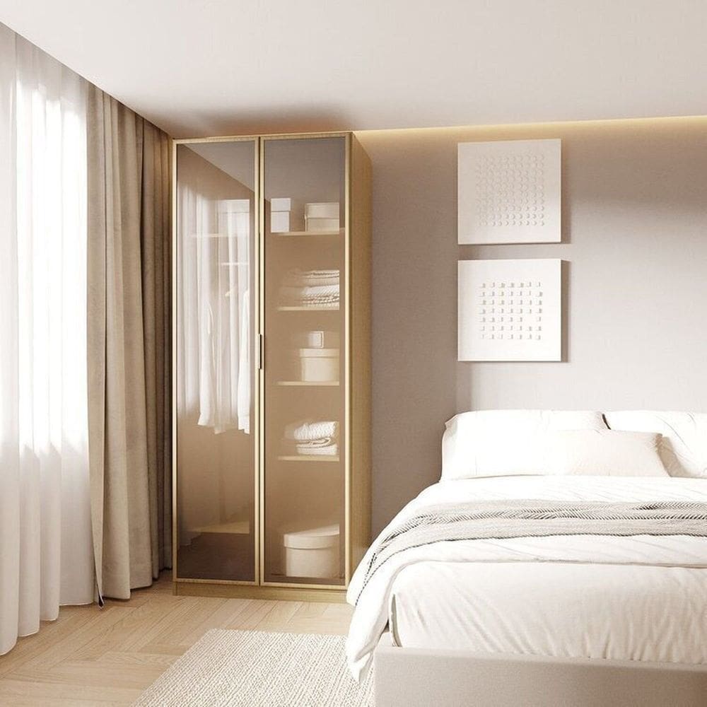 Guarda-roupa Modulado 2 Portas Reflecta com Prateleiras Jade Cabecasa Madeiramadeira Avelã