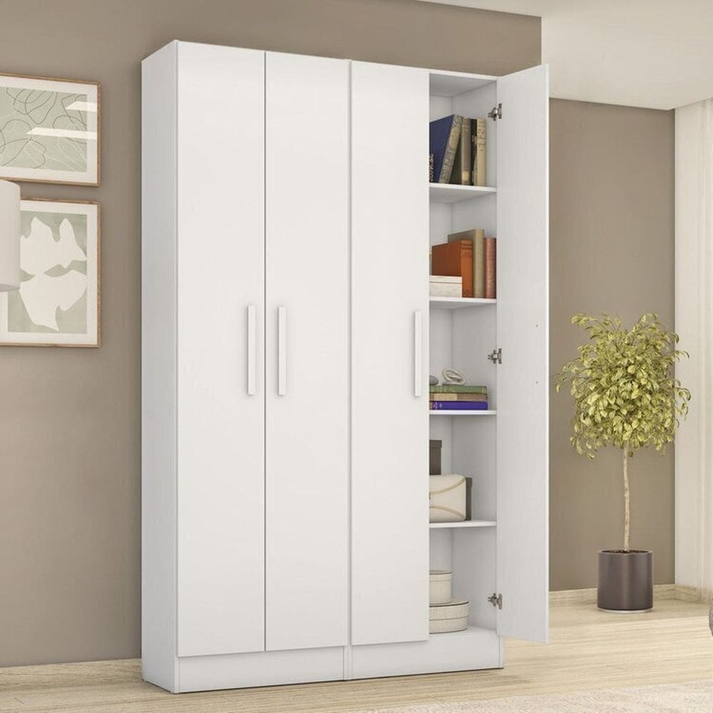 Kit com 2 Armários Multiuso Escritório Nt4045 4 Portas e Prateleiras Branco