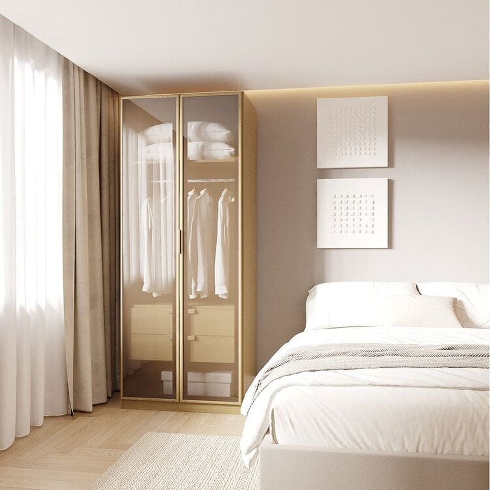 Guarda-roupa Modular 80cm com Portas Reflecta e Gaveteiro Jade Cabecasa Madeiramadeira Avelã