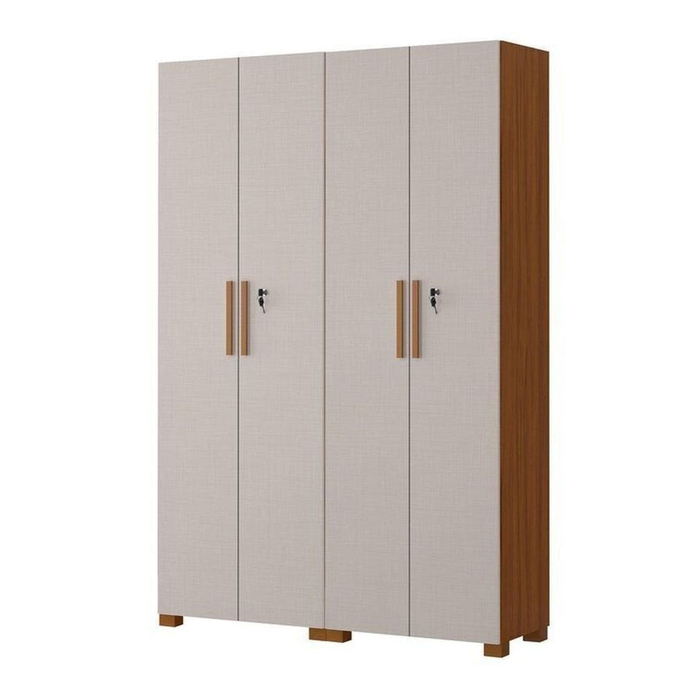 Kit com 2 Armários Multiuso Escritório Nt4020 4 Portas e Prateleiras Freijó Trend/Off White TX