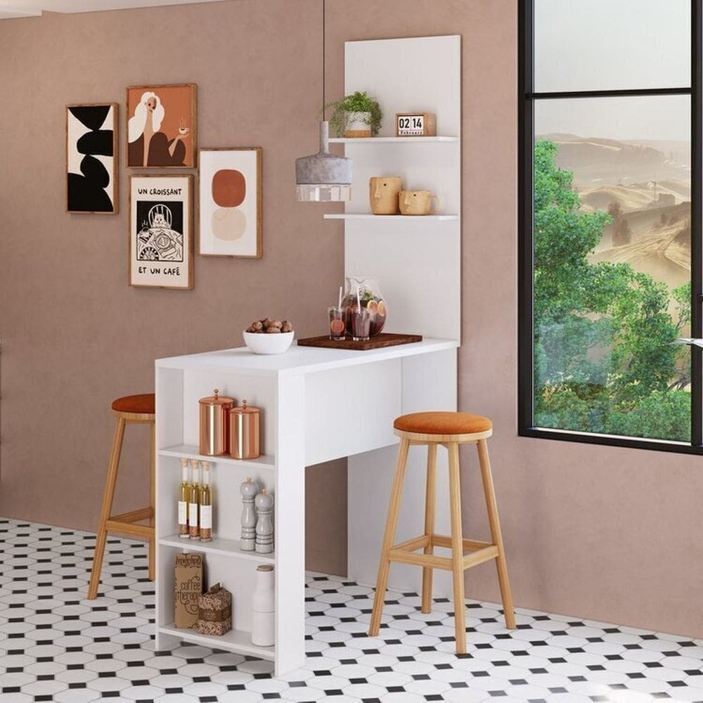 Bancada Luna com Painel Greta para Cozinha Branco