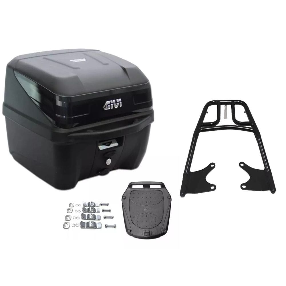 Kit Bau Bauleto 33L Monolock Traffic Iii Preto T33ntbr Givi + Bagageiro Projetil Titan 160 2025