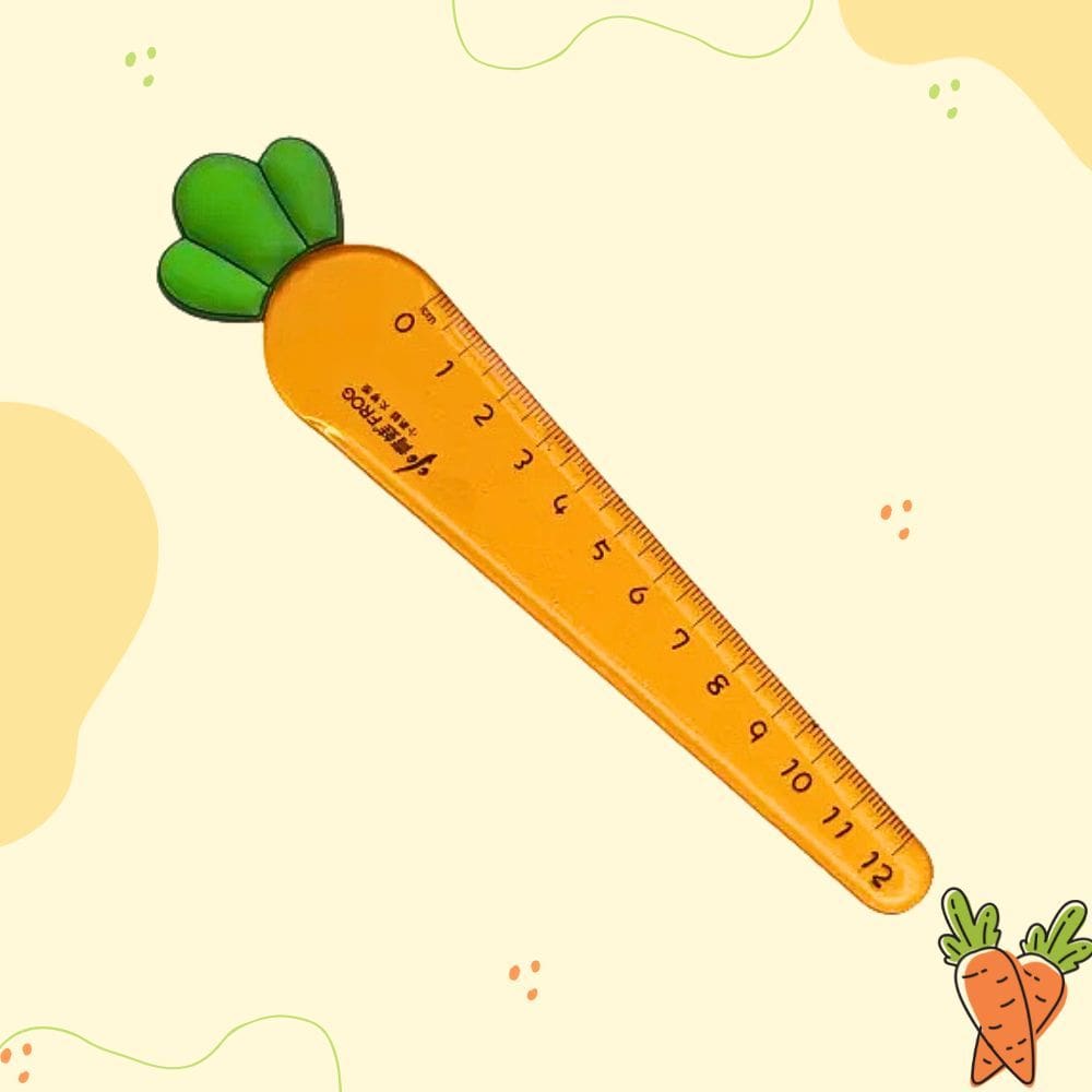 Régua Escolar 12cm Transparente em Formato de Cenoura Super Fofa Kawaii | Papelaria | Coelhinho | Infantil | Material