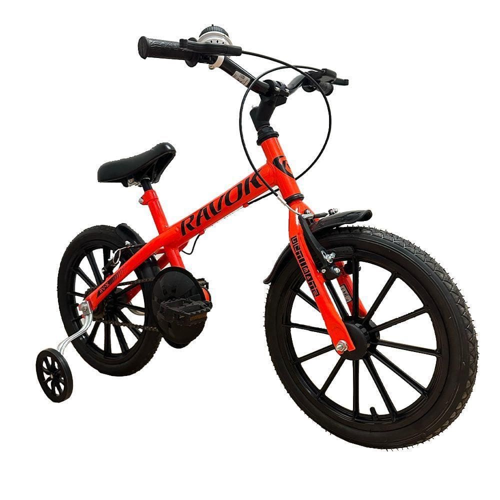 Bicicleta Bike Infantil Aro 16 Ravok Com Rodinhas 3 A 7 Anos Laranja