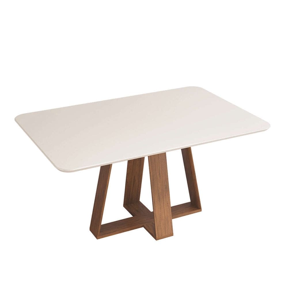 Mesa de Jantar Kiara 6 Lugares 160x90cm Tampo Vidro e MDF Sem Cadeiras - DJ Móveis