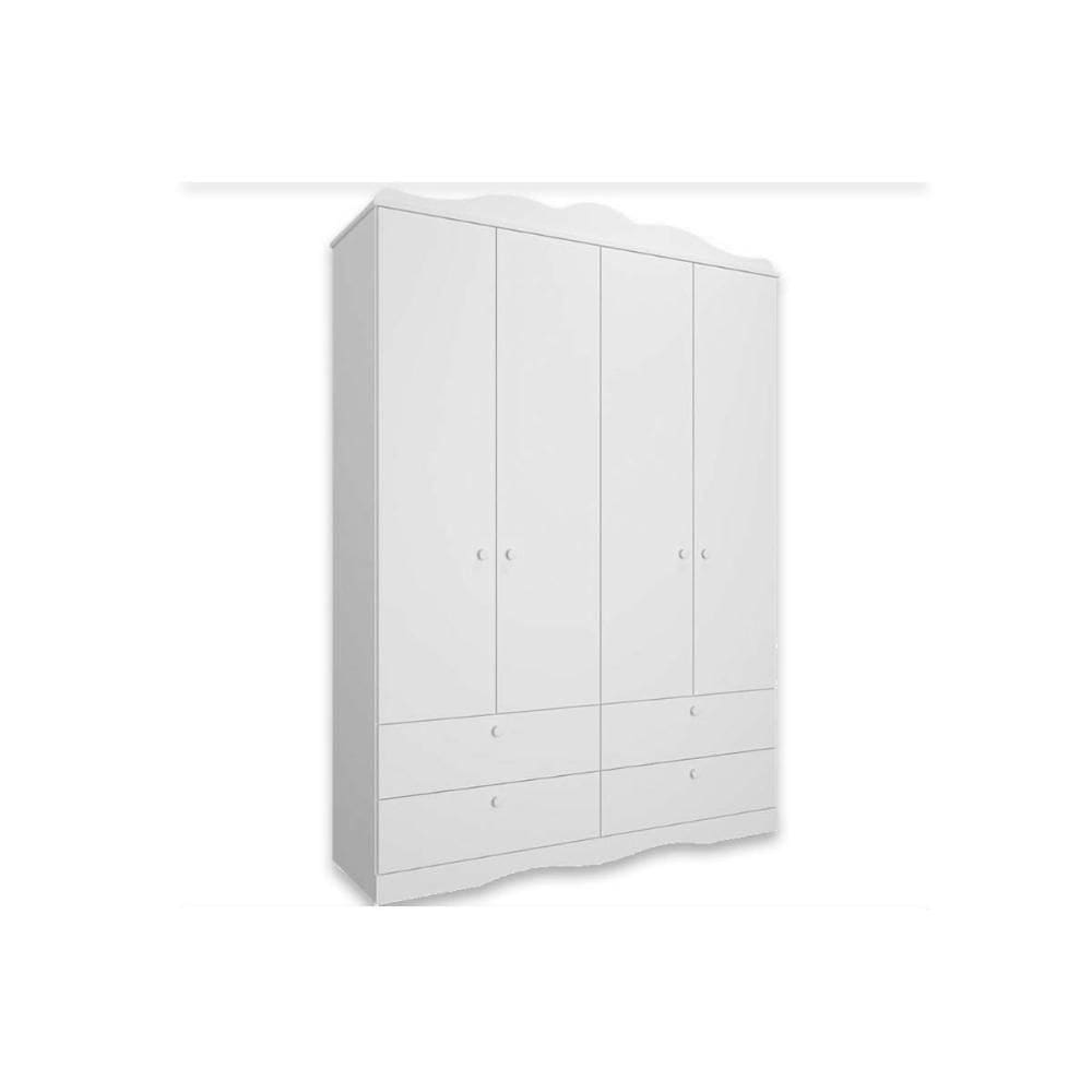 Guarda Roupa Infantil C- 4 Portas E 4 Gavetas Branco - Permóbili Baby