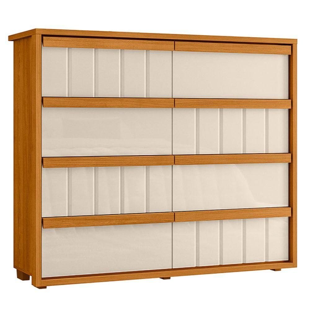 Cômoda Grande 8 Gavetas 100% Mdf Ripada Talita Cinamomo-off White