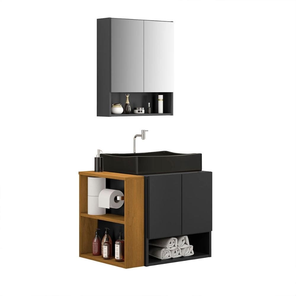 Gabinete Troia Cuba Dalla Preta Torneira Inox Valvula Click