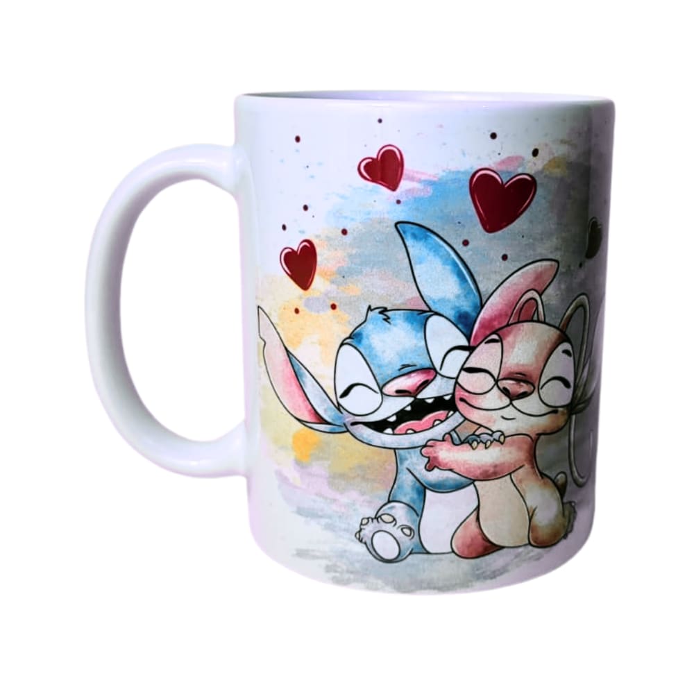 Caneca Café Porcelana  Casal Stitch  | Artesanal