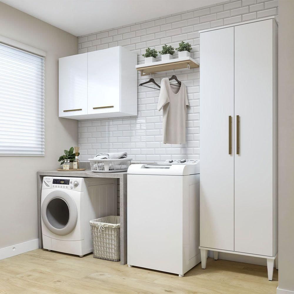 Lavanderia São Gonçalo 1 Arm Multiuso E Aéreo Kaiki Móveis Branco