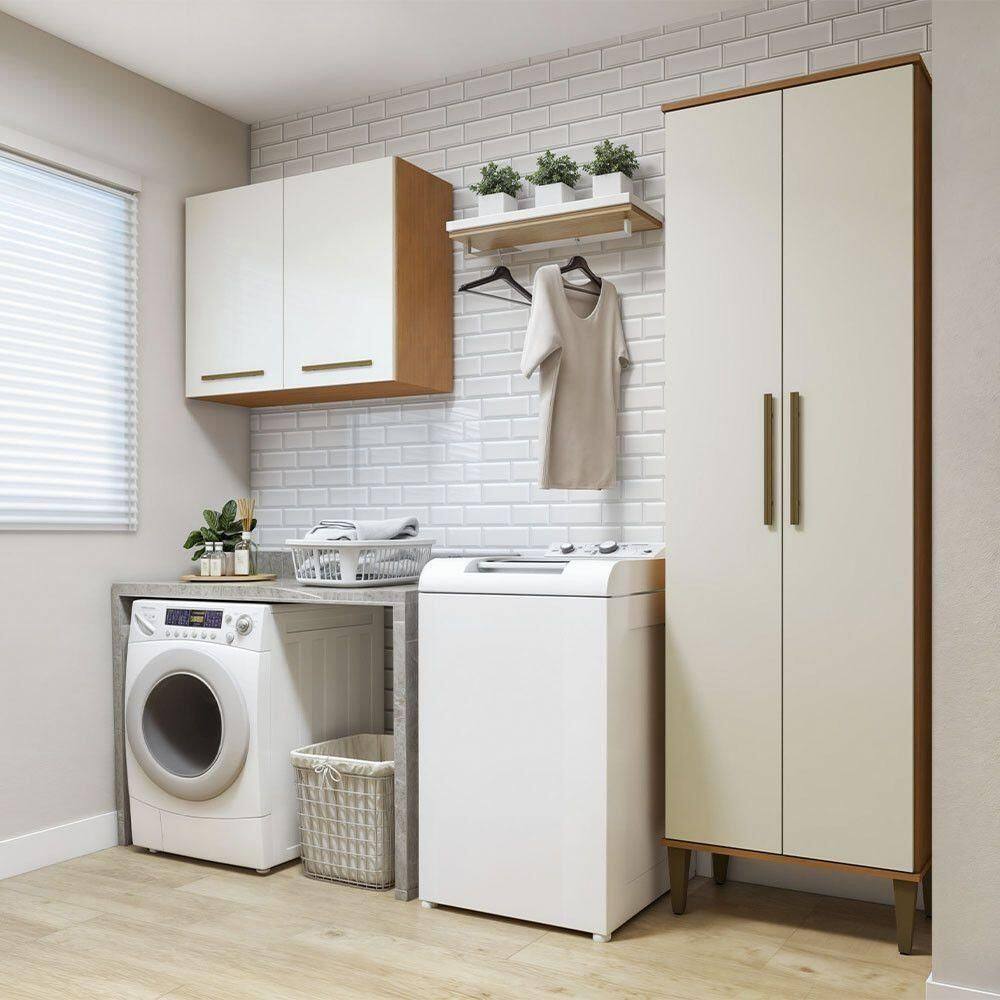 Lavanderia São Gonçalo 1 Arm Multiuso E Aéreo Kaiki Móveis Nature Com Off White