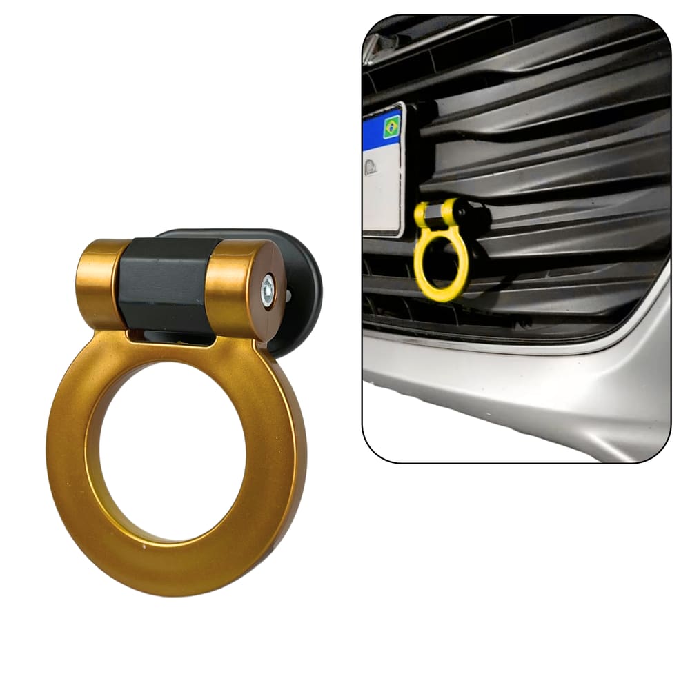 Gancho Engate Reboque Tow Hook Carro Camionete Amarelo JDM