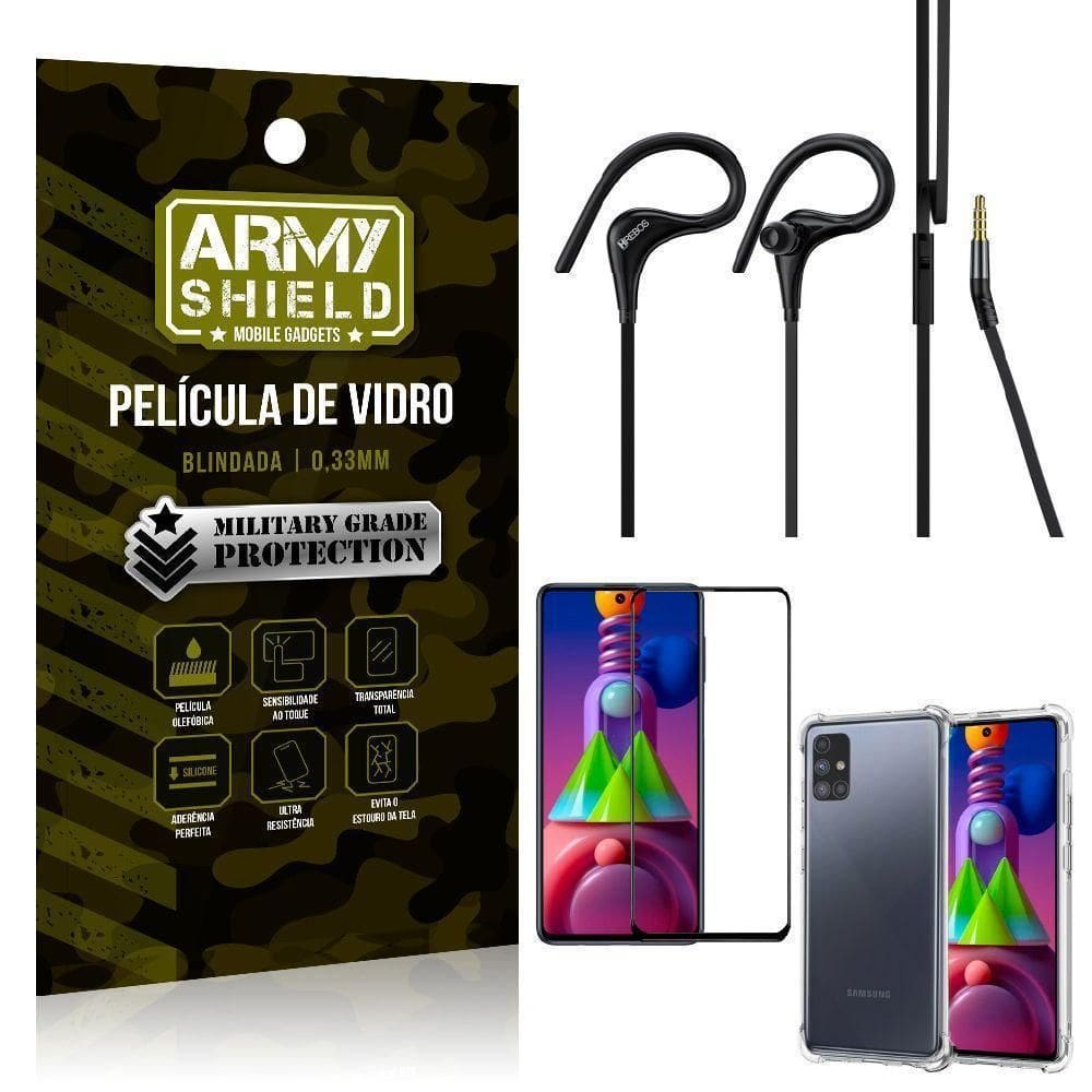 Capinha Samsung M51 + Fone Sport Hs92 + Pelicula 3D