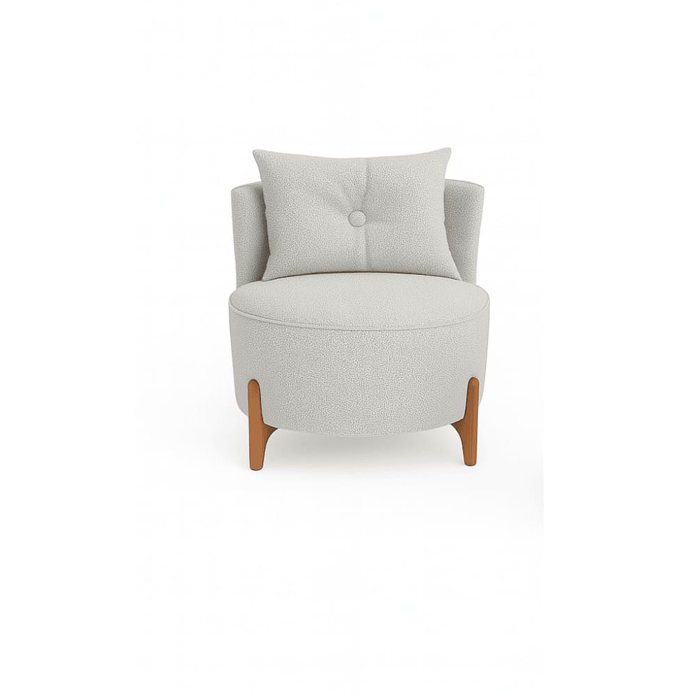 Poltrona Decorativa Orgânica Curva Luna Boucle Cinza - Montanaris Decor