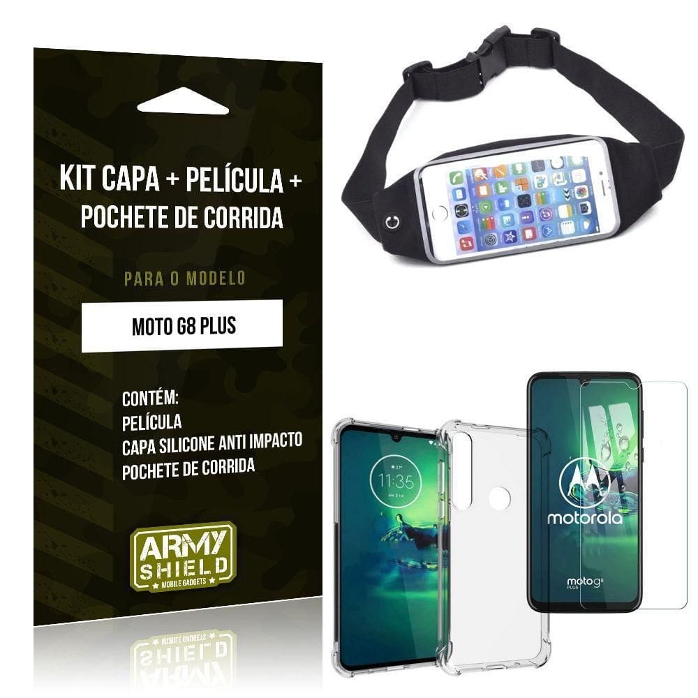 Pochete Moto G8 Plus Pochete+Capa Anti Shock+Película Vidro