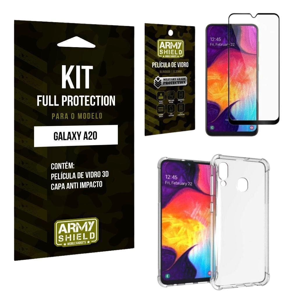 Capinha Anti Impacto+Película Vidro 3D Samsung A20