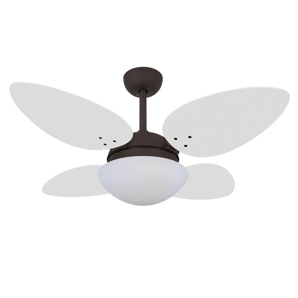 Ventilador De Teto Pétalo Marrom 4 Pás Laqueadas Branco 110V