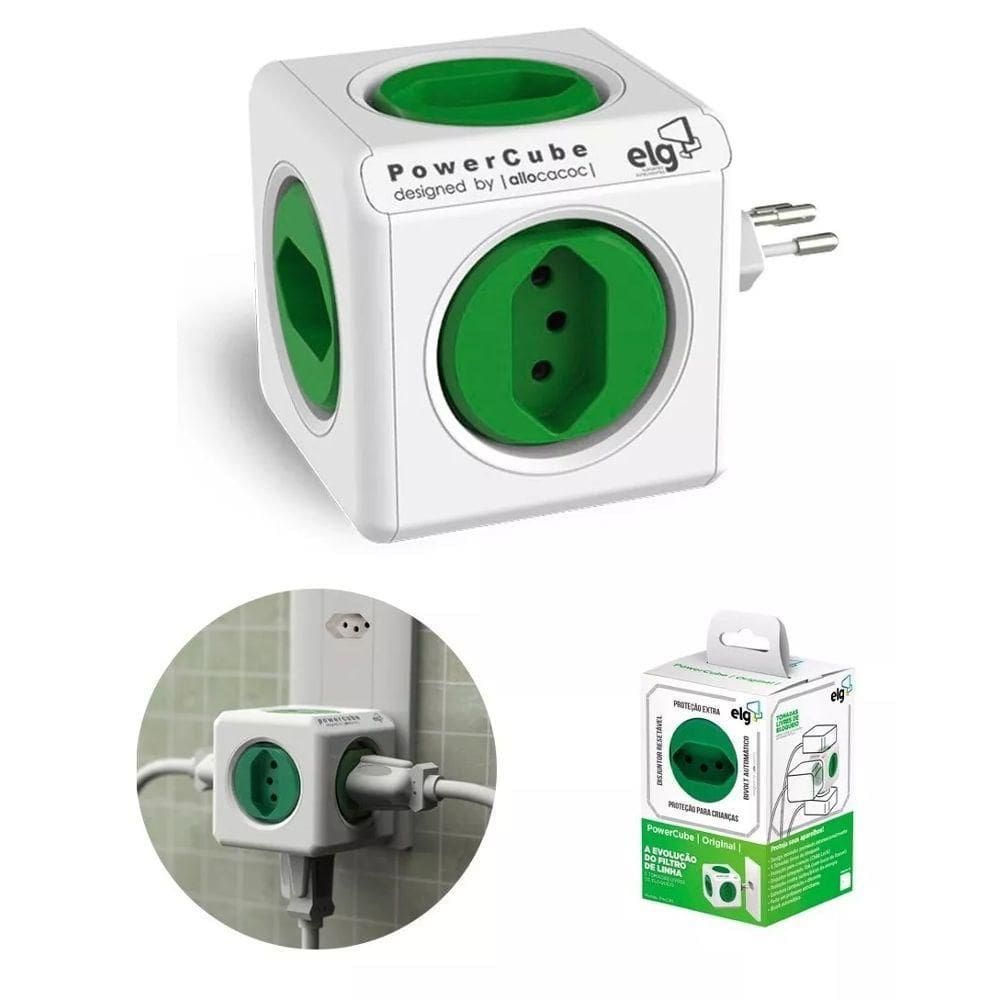 Adaptador De Tomada 5 Entrada Powercube Bivolt Elg Novo