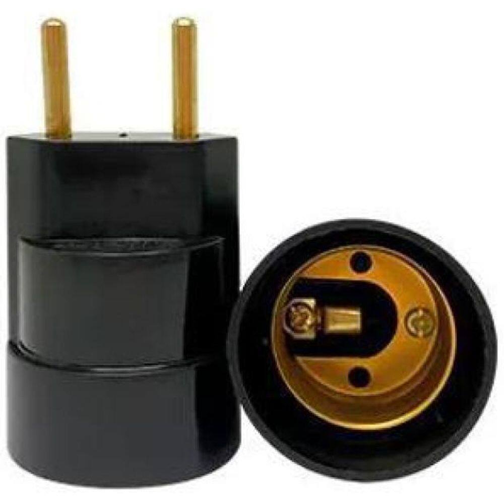 Soquete E-27 Decorlux Adaptador Plug Macho Tomada - Preto
