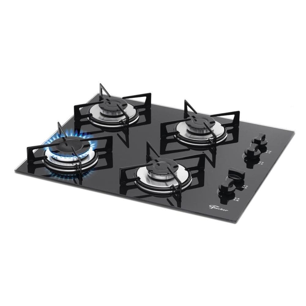 Cooktop 4Q Tc Gas Mesa Vidro Preto