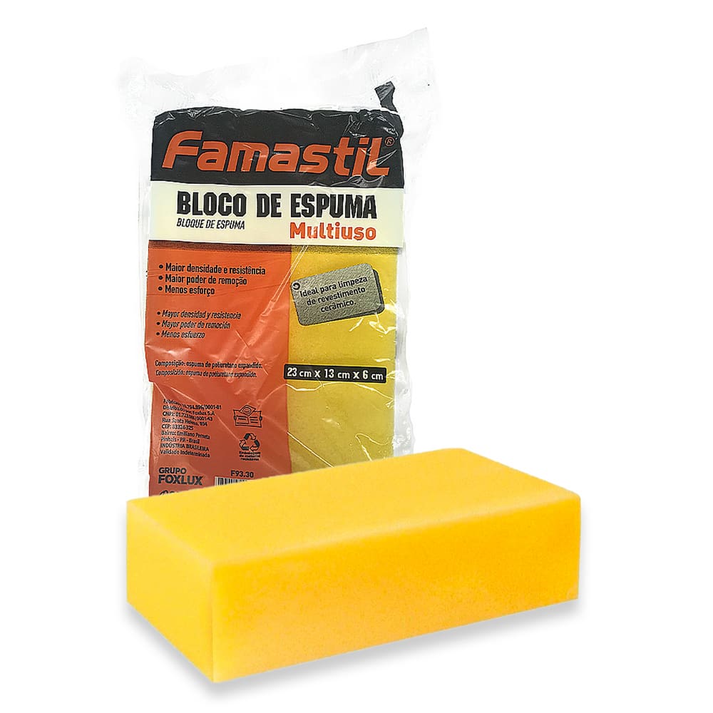 Bloco de Espuma Amarela 22x13x6cm Famastil